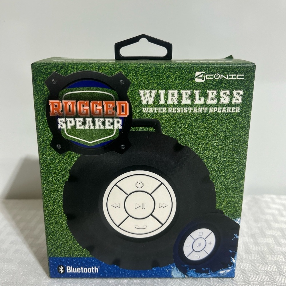 NEW Aconic Rugged Bluetoooth Speaker Water Resistant Built In Microphone.